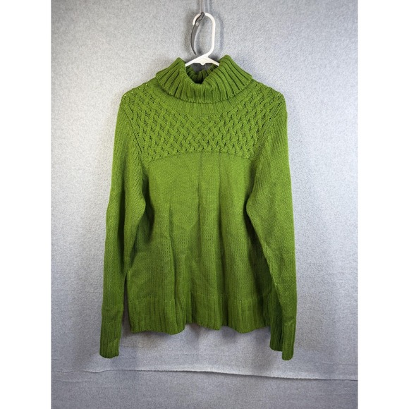Faded Glory Sweaters - Faded Glory Sweater Womens XL Green‎ Turtleneck Cable Knit Pullover Long Sleeve